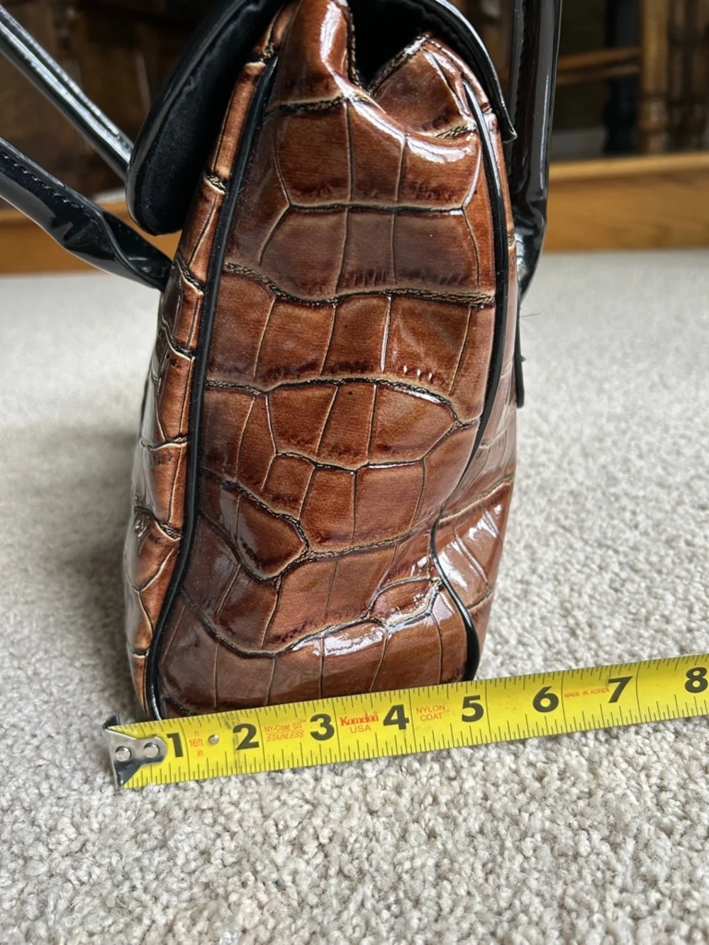WHITE HOUSE, BLACK MARKET REPTILE, PRINT BROWN SATCHEL BAG